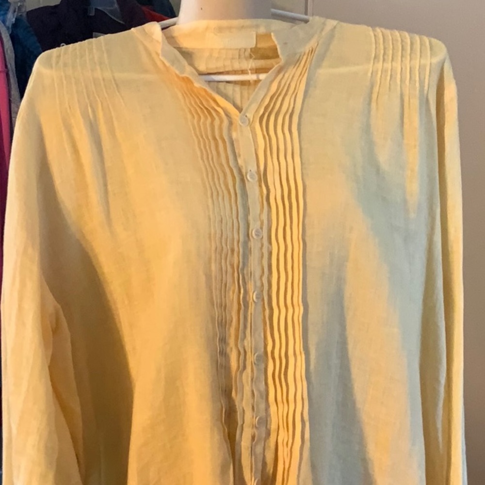 💛🌈. CP Shades Soft Yellow Linen Blouse Size L